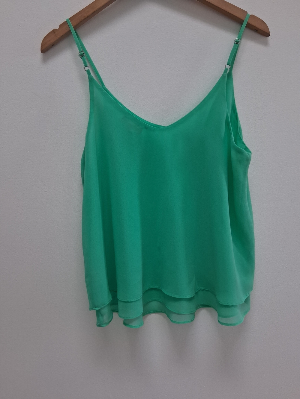 Women's Spagetti Strap Mint Green Layered Chiffon Camisole Size Medium